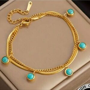Boho Gold Turquoise Stainless Steel Luxury Bracelet
